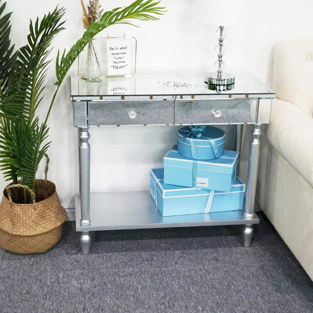 Mirrored Sofa Table with Shelf E755
