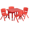 Red 5-Piece Table and Chair Set J789