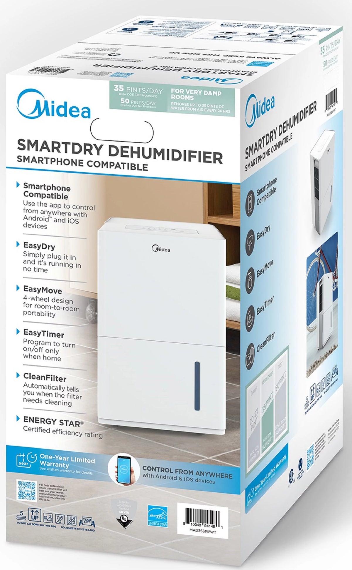 White 35-Pint Smart Dehumidifier H290731
