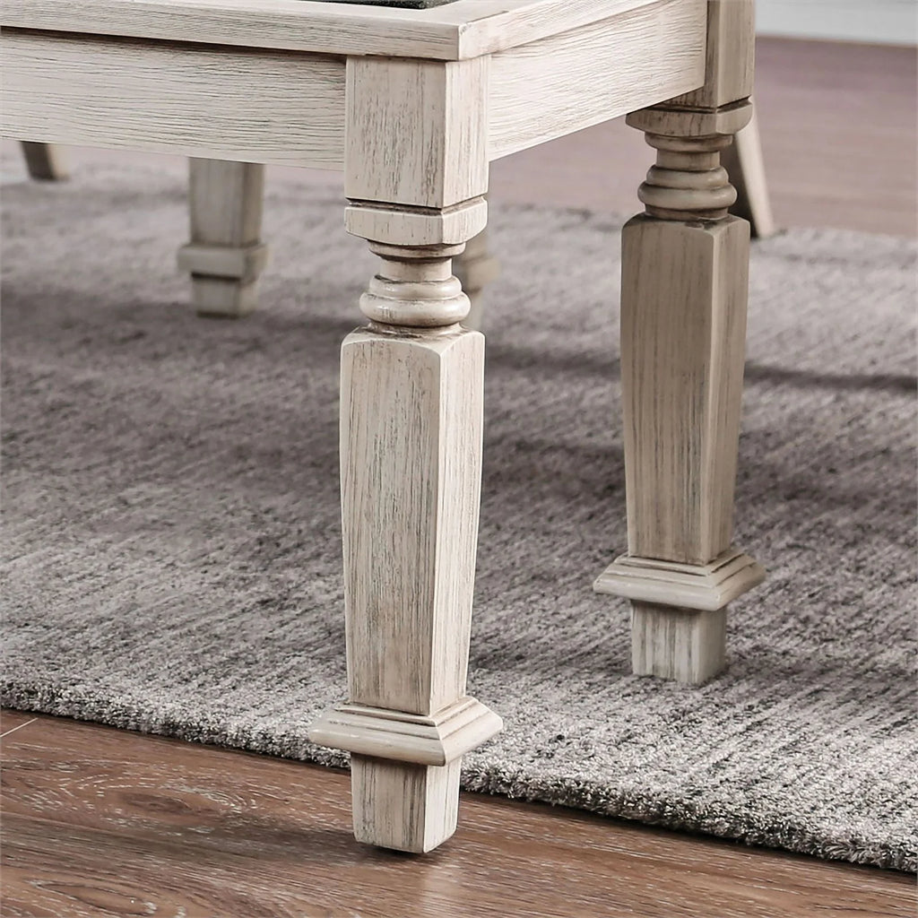 Antique White Wood Dining Bench B68860