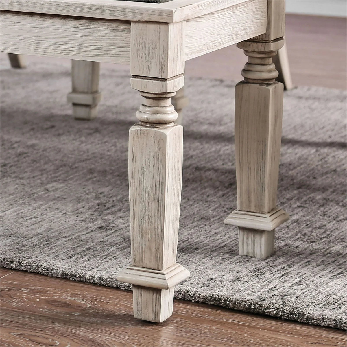 Antique White Wood Dining Bench B68860