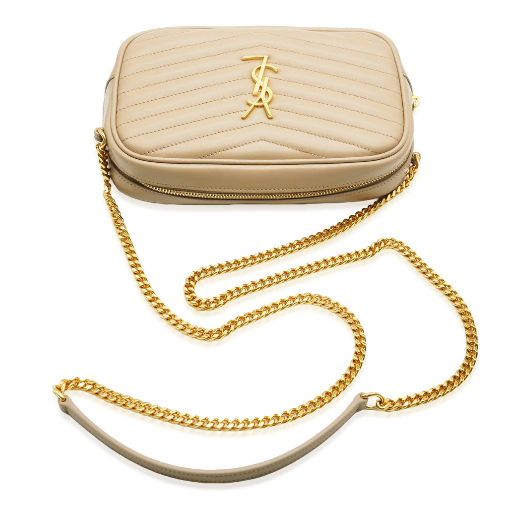 Beige Chevron Calfskin Mini Camera Bag S2824