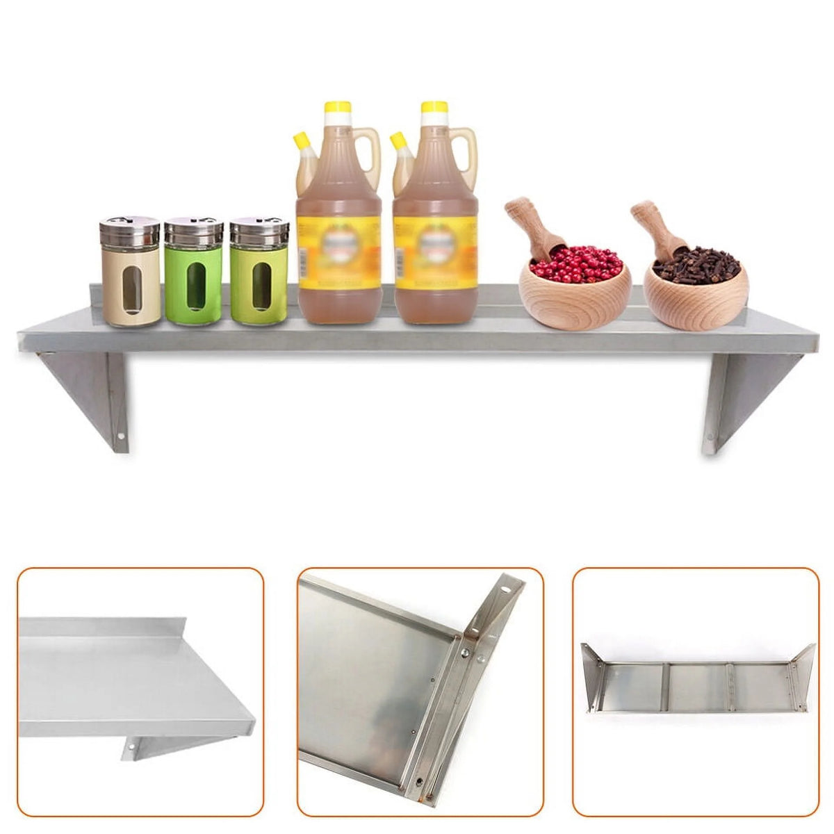 Stainless Steel 12'' x 36'' Kitchen Wall Shelf P641