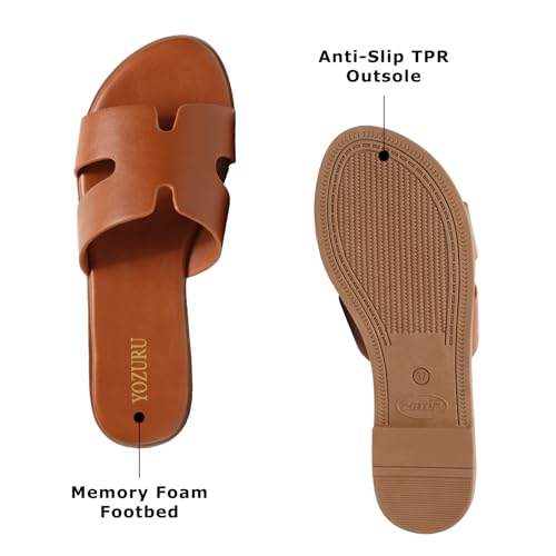 Womens Open Toe Slip on Leather Sandals N2386