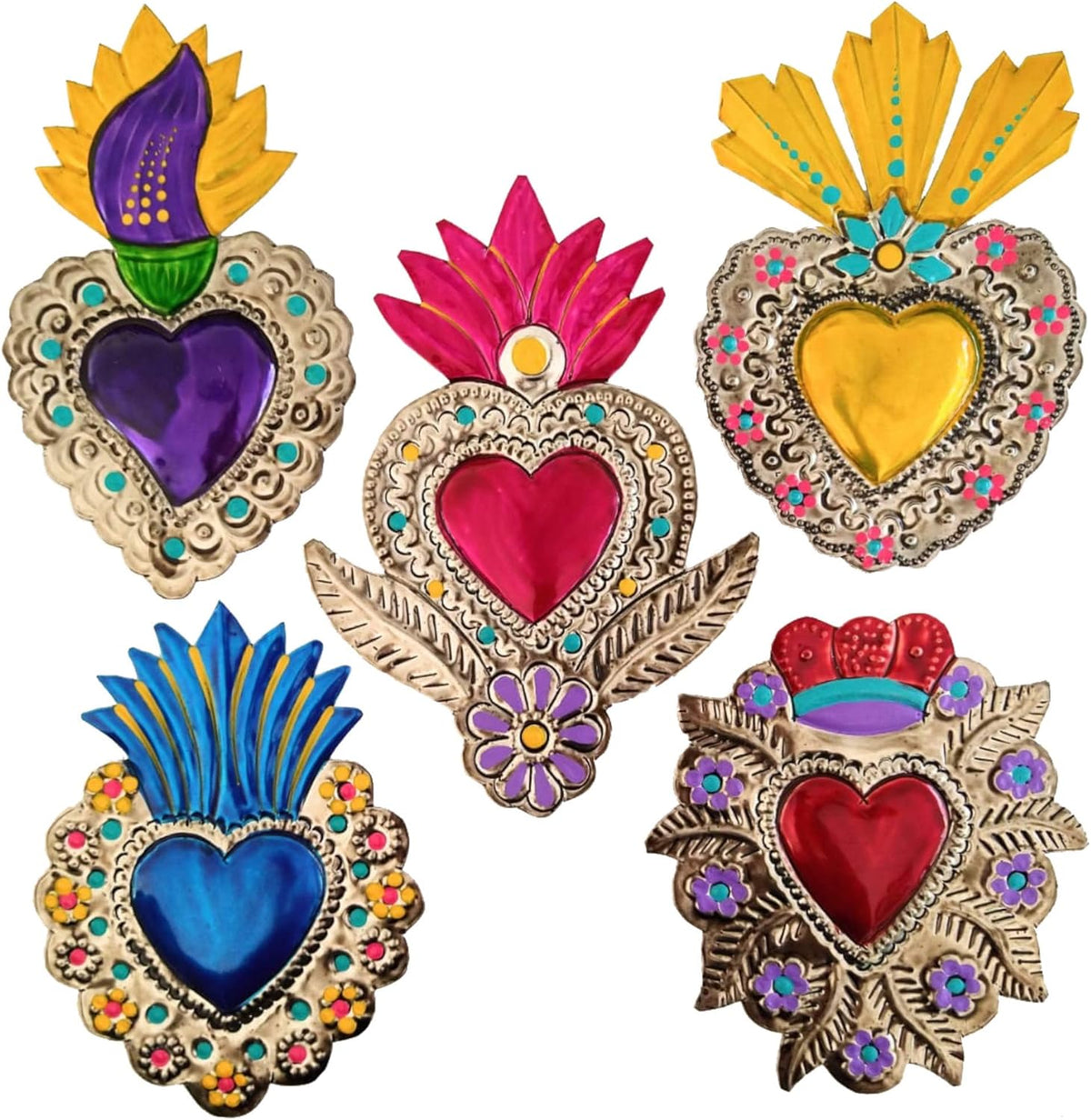 5 Pieces Hand Painted Metal Wall Decor E3425