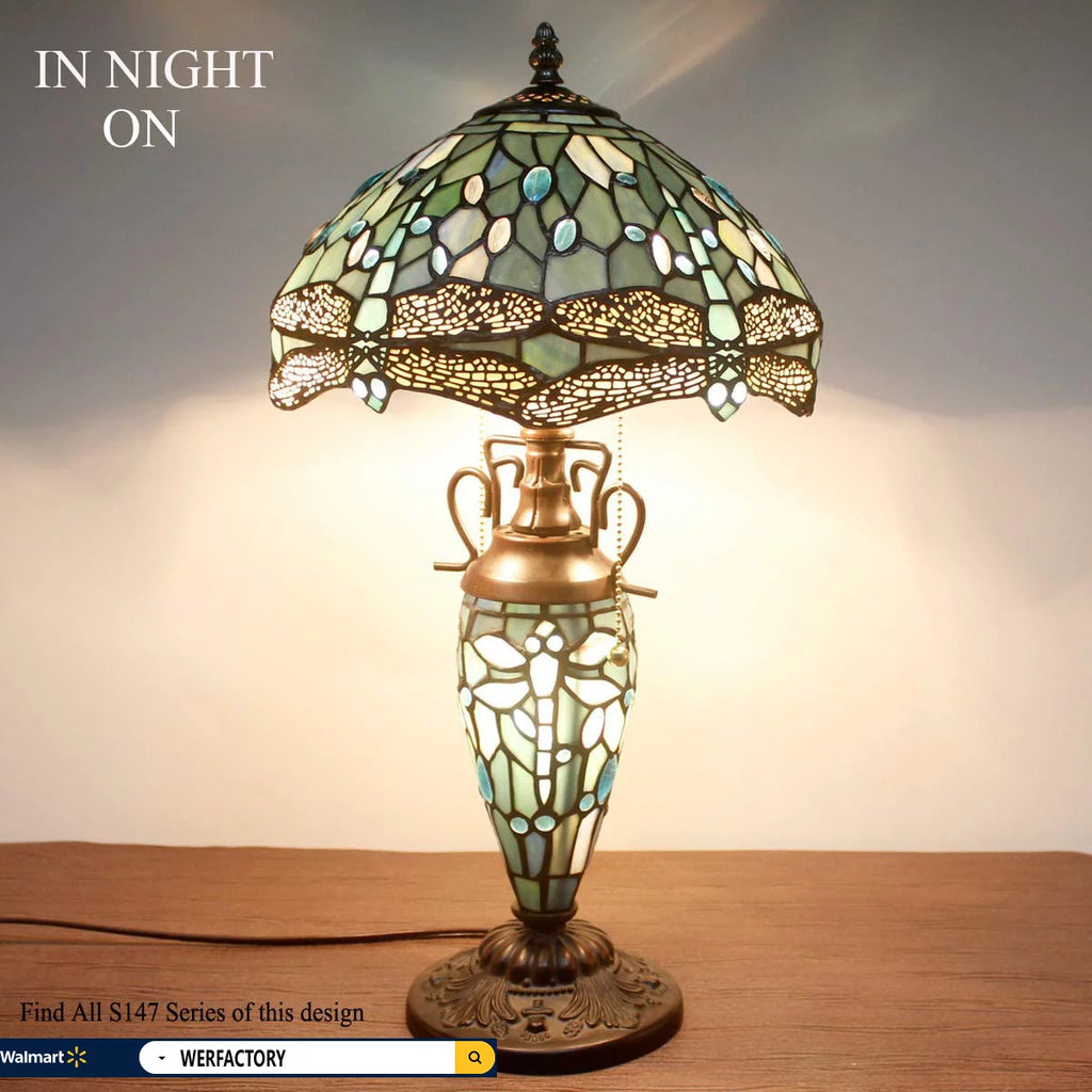 Sea Blue Stained Glass Table Lamp N859