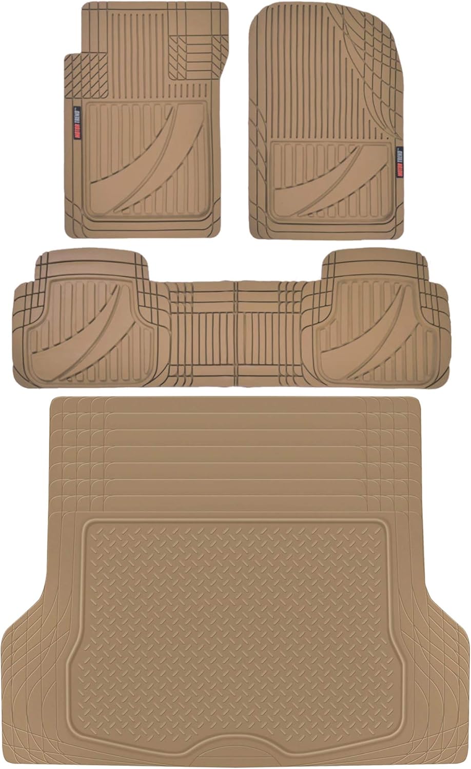 Rubber Car Floor Mats with Trunk Mat Cargo Liner, Front & Rear Combo Set N73490