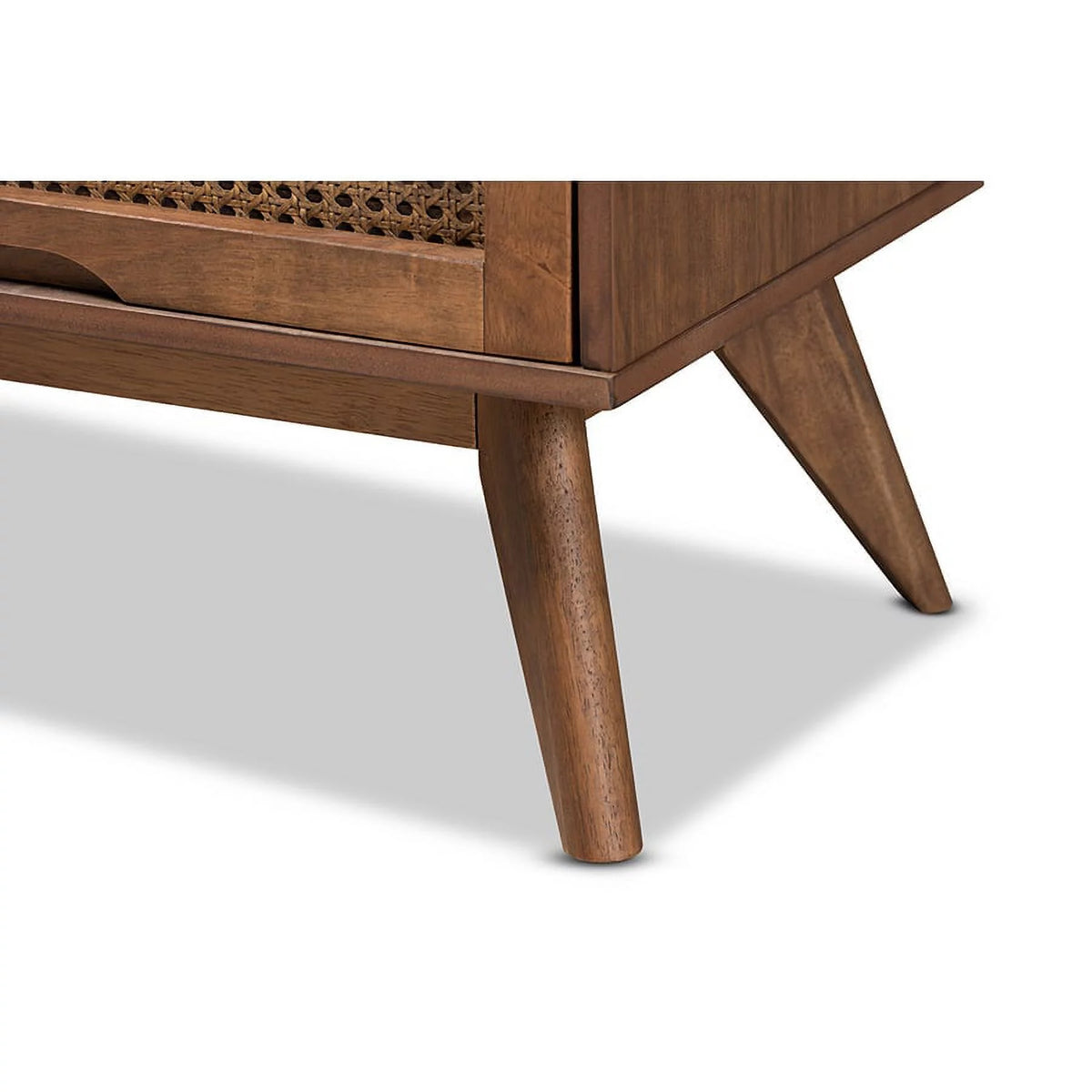 Walnut Brown Wood and Synthetic Rattan 6-Drawer Dresser Q3736