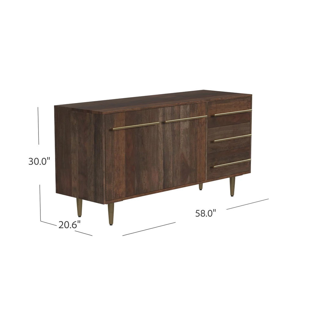 Dark Brown 3-Drawer 2-Door Wood Console Table E920456