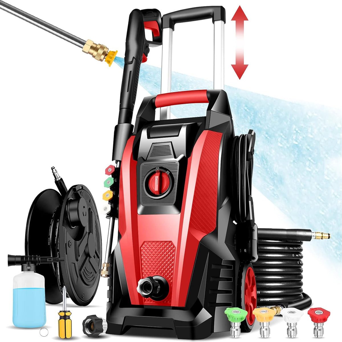Electric Power Washer with 5 Nozzles and Hose Reel T59011