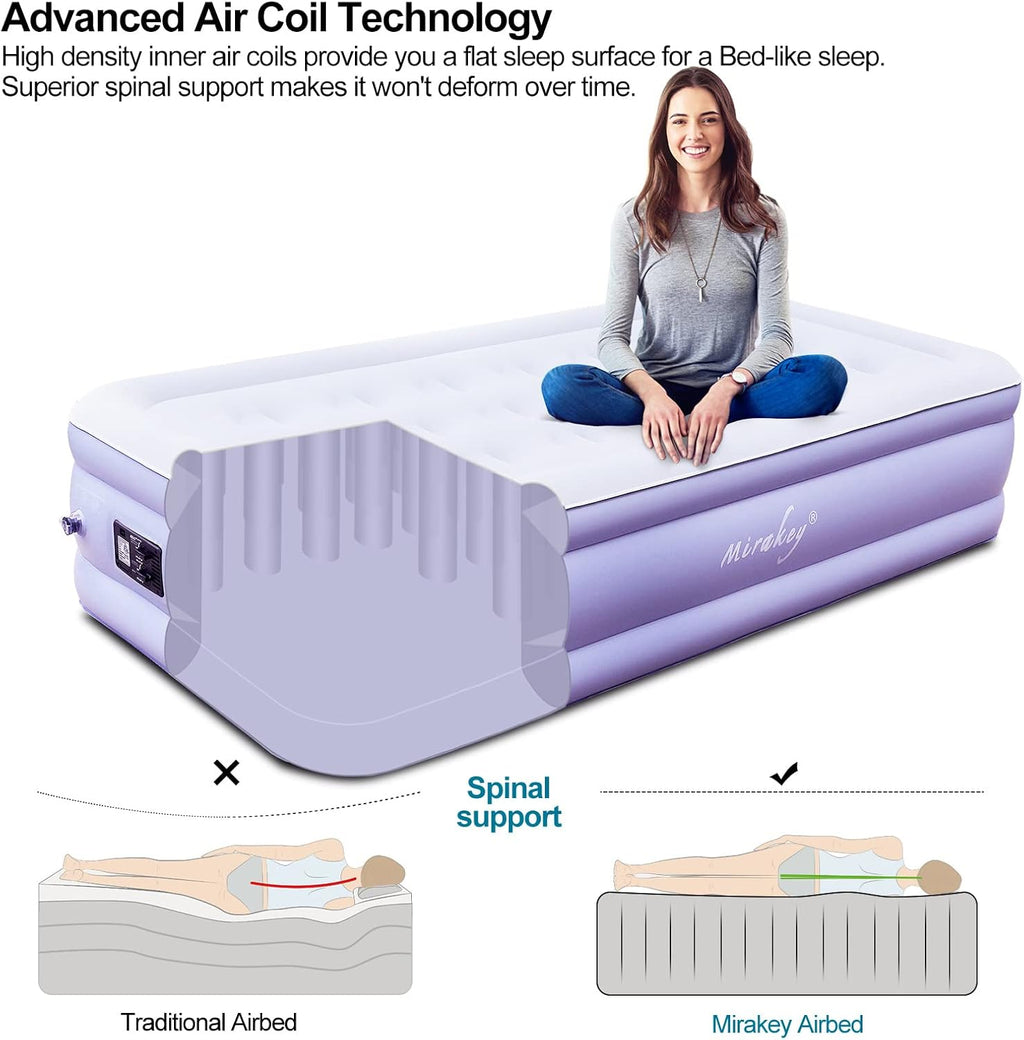 Queen Air Mattress with Built in Pump 18'' Double High Inflatable Bed C2686
