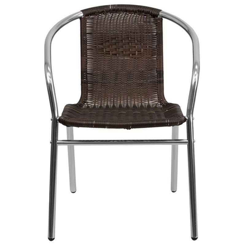 Aluminum Rattan Dining Chair in Dark Brown Z49106
