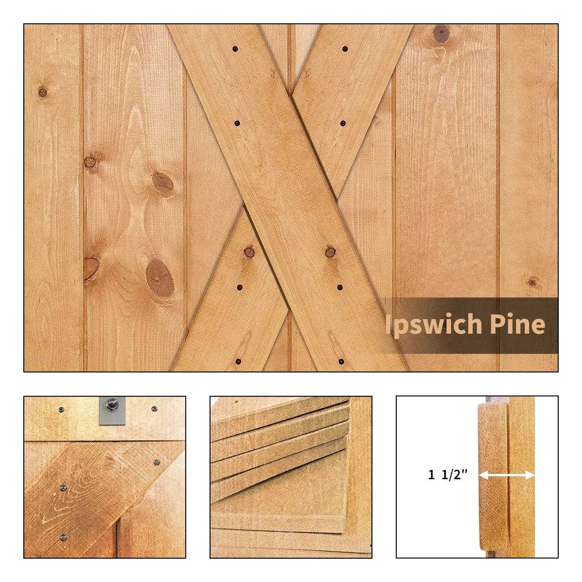 Paneled Wood Barn Door with Installation Hardware Kit D666596