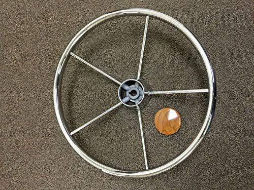 SS304 Five Spoke Steering Wheel with Teak Cap W82389