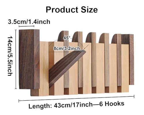 Wood Coat Rack Wall Mount with 4 Flip-Down Hooks V56529