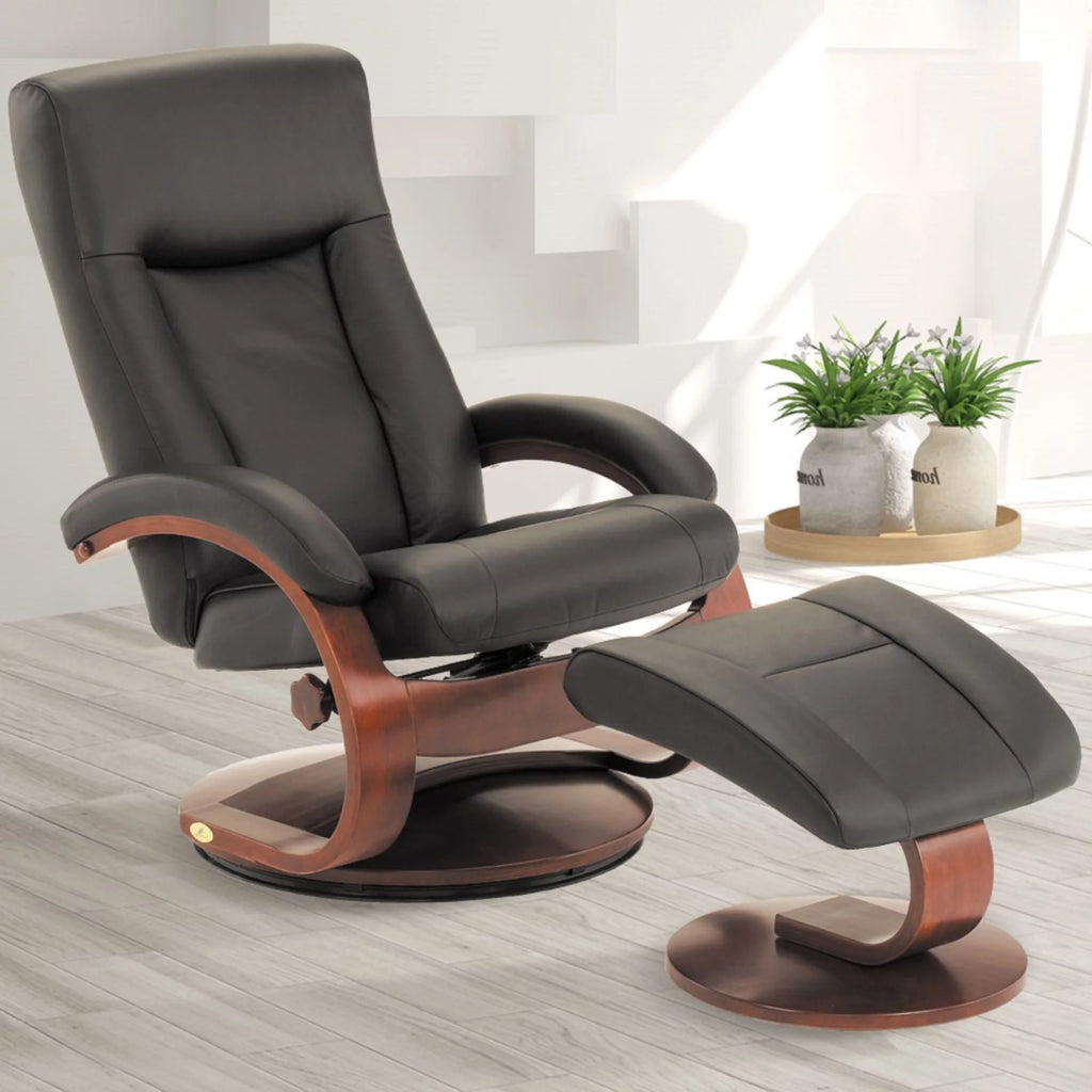 Black and Brown Recliner Chair with Ottoman L318