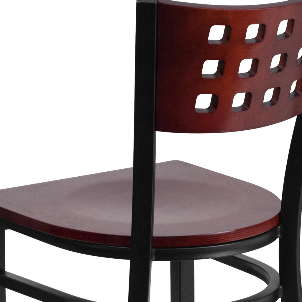 Black Cutout Back Metal Dining Chair O541