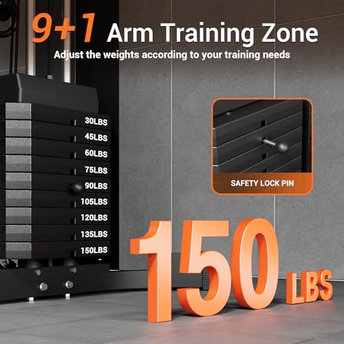 Black 150 Lbs Weight Stack Workout Station F1890