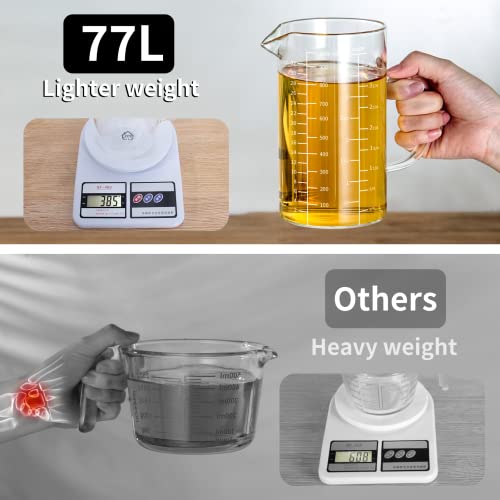 77L High Borosilicate Glass Measuring Cup with Handle and Spout, 500 ML D9404