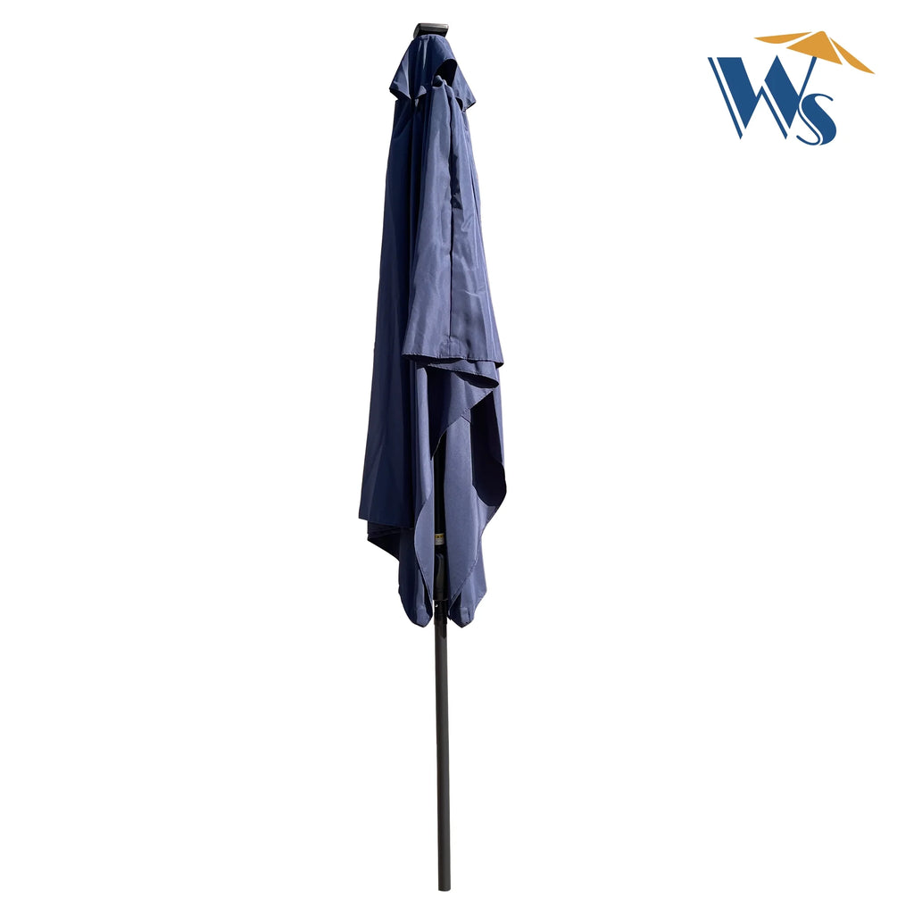 Rectangular Patio Solar LED Lighted Outdoor Umbrellas with Crank and Push Button Tilt C35901