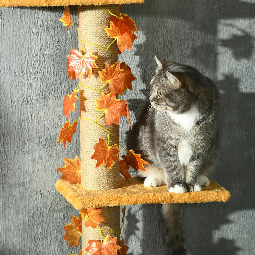 80" - 95" Adjustable 3-Level Cat Tree with Sisal Scratching Post C564