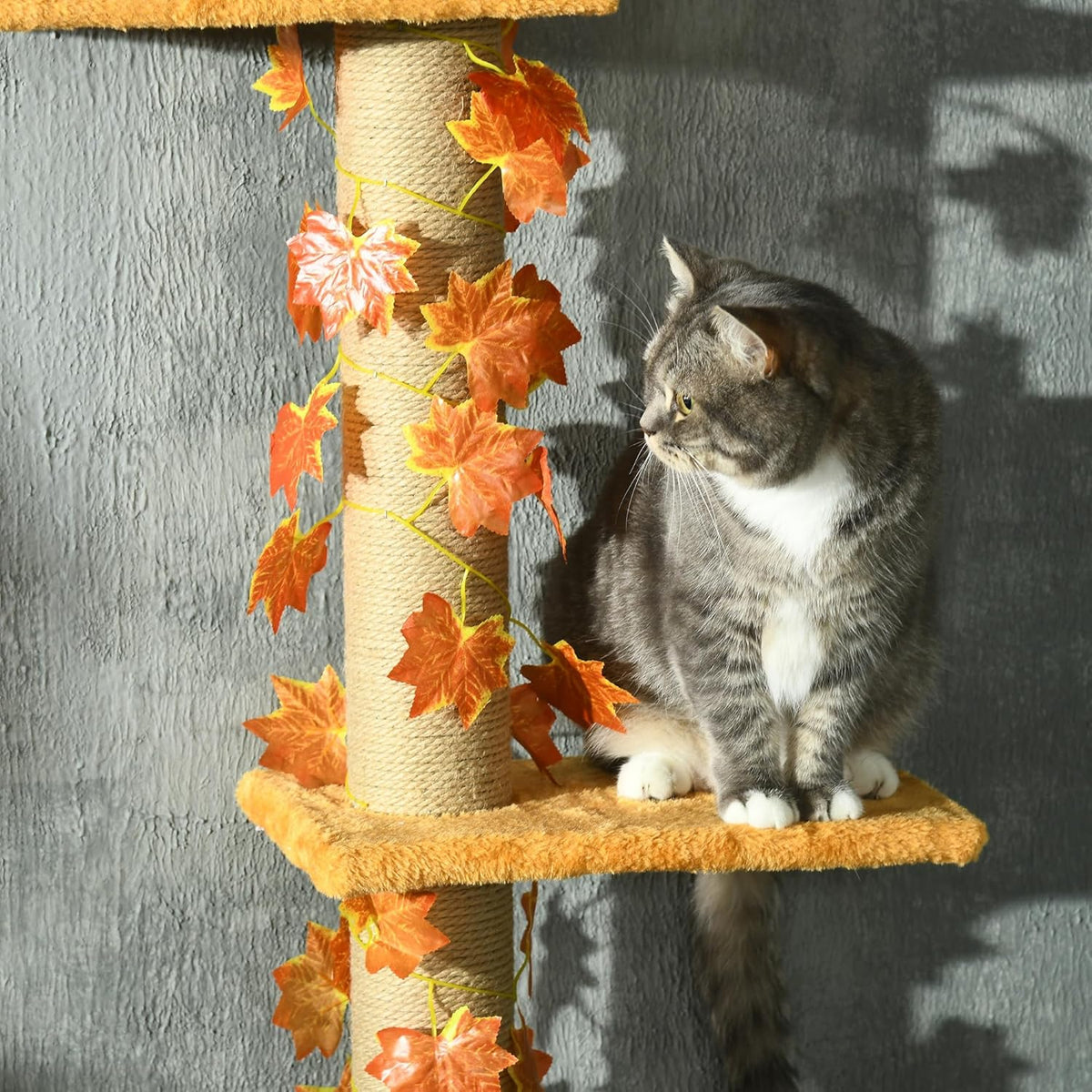 80" - 95" Adjustable 3-Level Cat Tree with Sisal Scratching Post C564