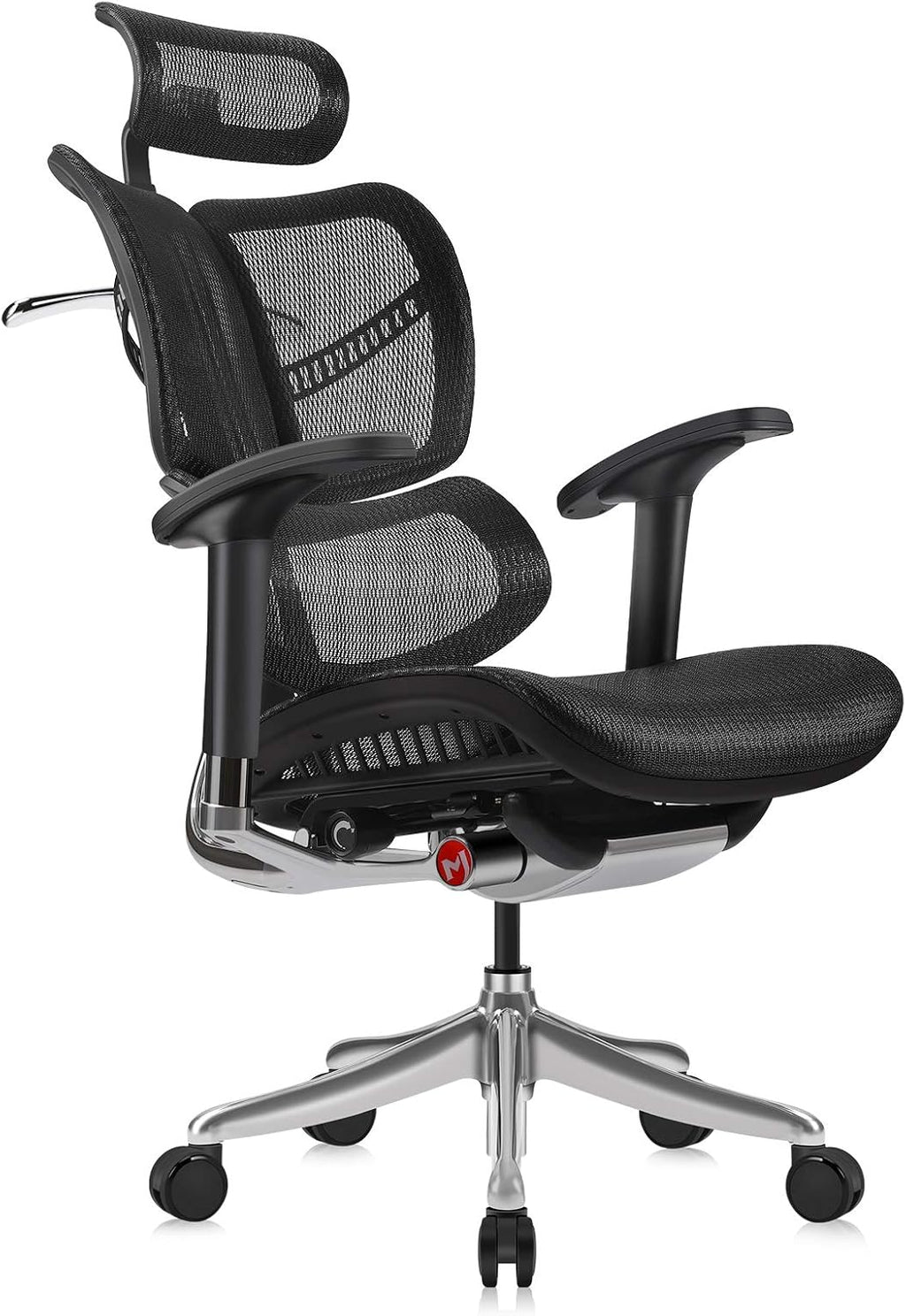 Ergonomic Office Chair with Headrest, Aluminum Frame, Standard Carpet Casters R690251
