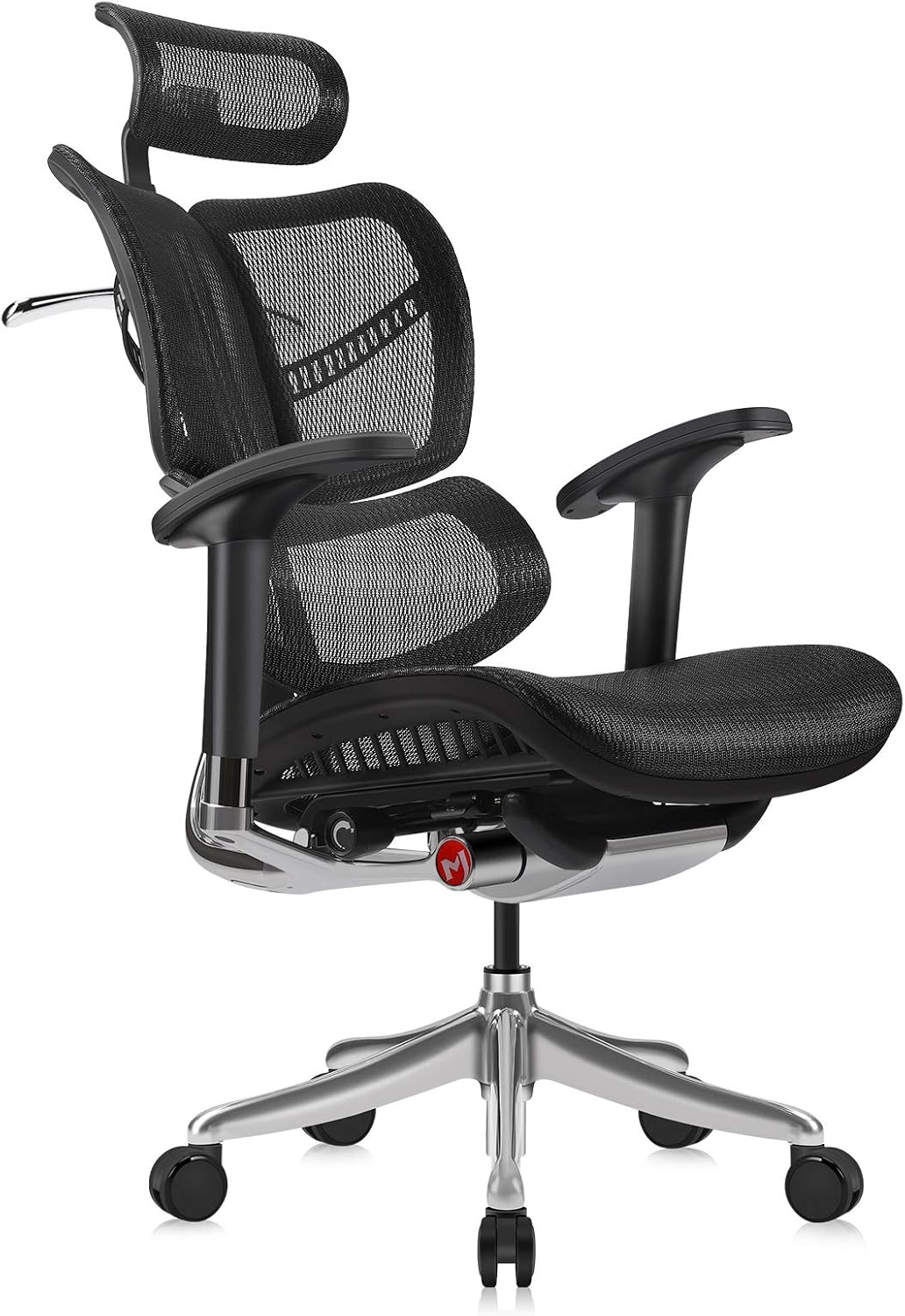 Ergonomic Office Chair with Headrest, Aluminum Frame, Standard Carpet Casters R690251