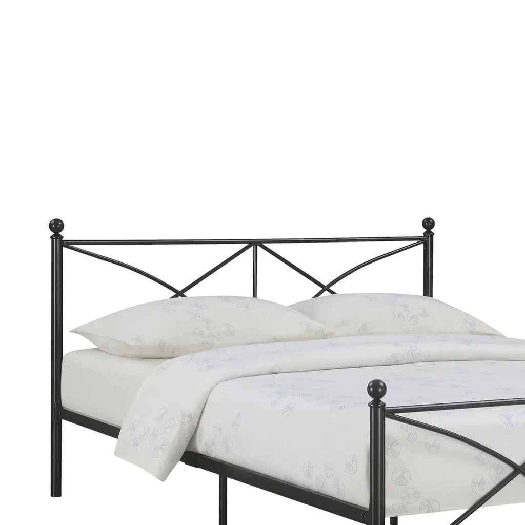 Queen Size Black Metal Bed W827