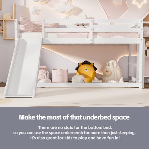 Twin Wood Bunk Bed with Slide and Ladder A319825