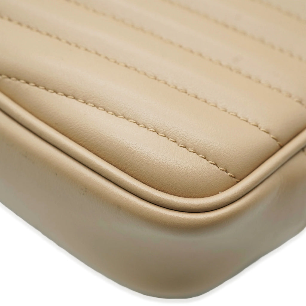 Beige Chevron Calfskin Mini Camera Bag S2824