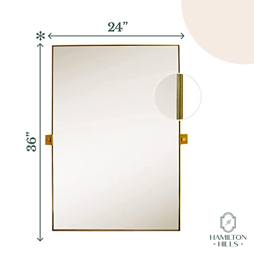 24x36 inch Gold Metal Framed Rectangular Pivot Mirror V931832