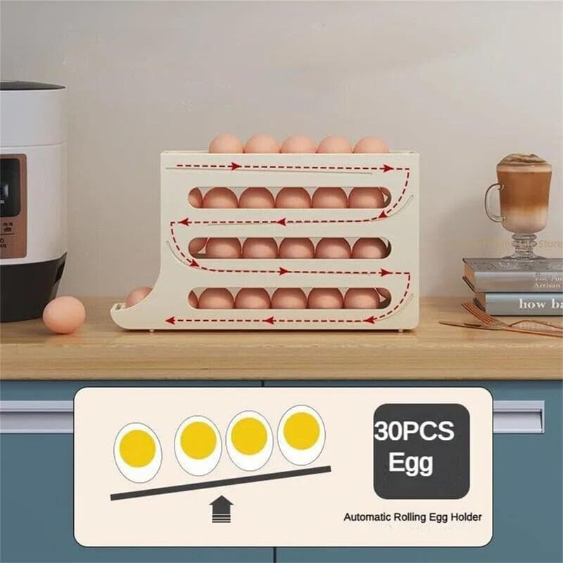 30 Egg Container Auto Rolling Egg Tray Storage (Gray) U77342