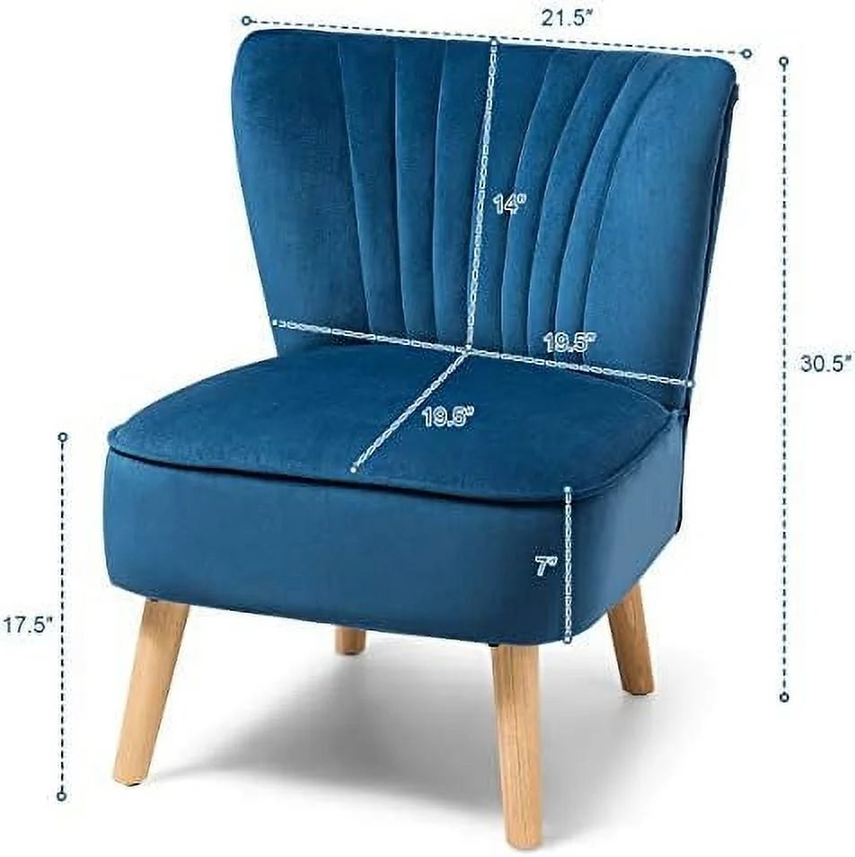 Velvet Accent Chair with Wood Legs V475