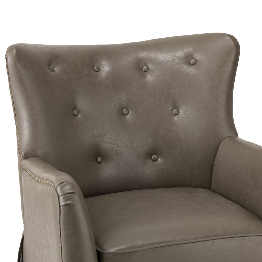 Grey Vegan Leather Wingback Accent Chair V628319