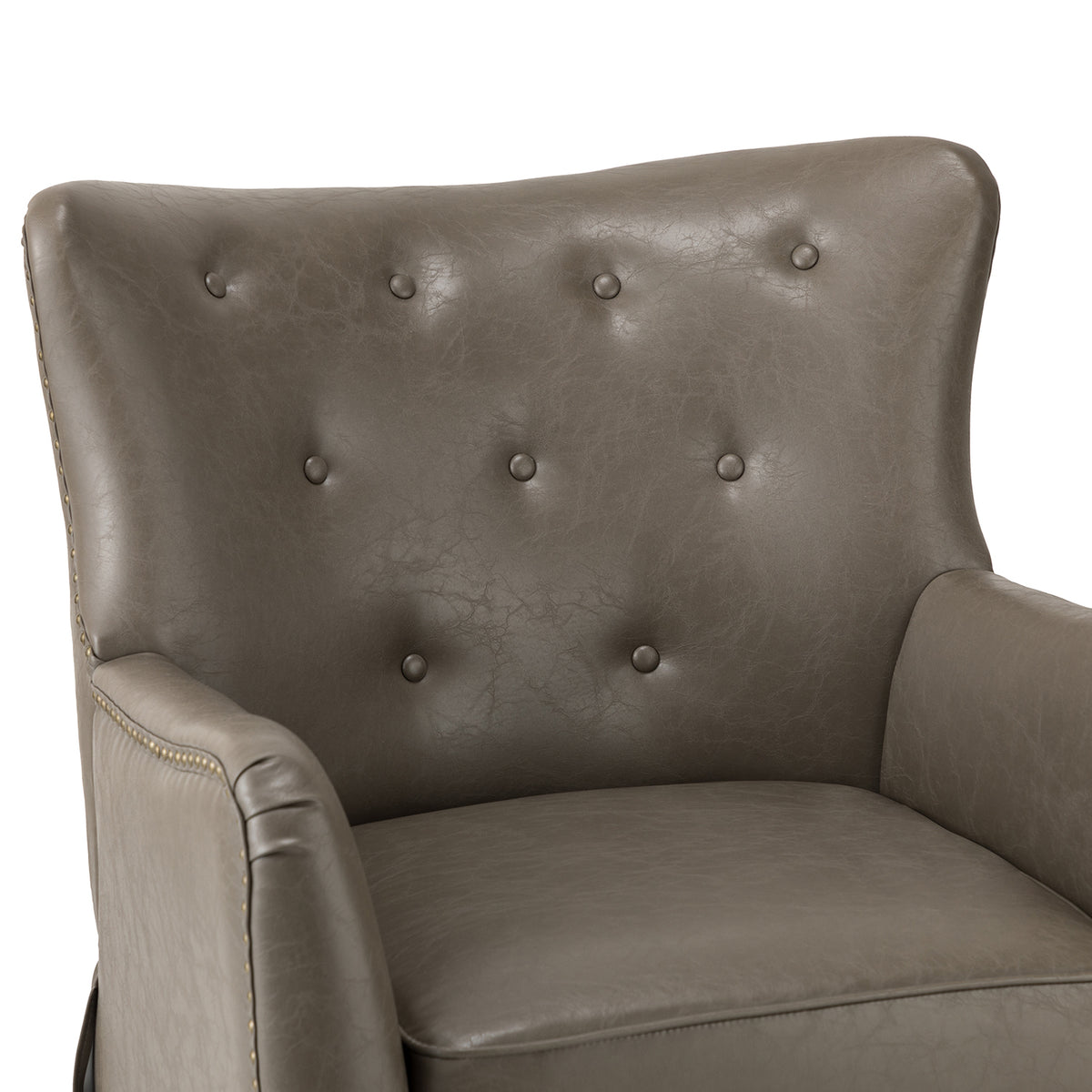 Grey Vegan Leather Wingback Accent Chair V628319