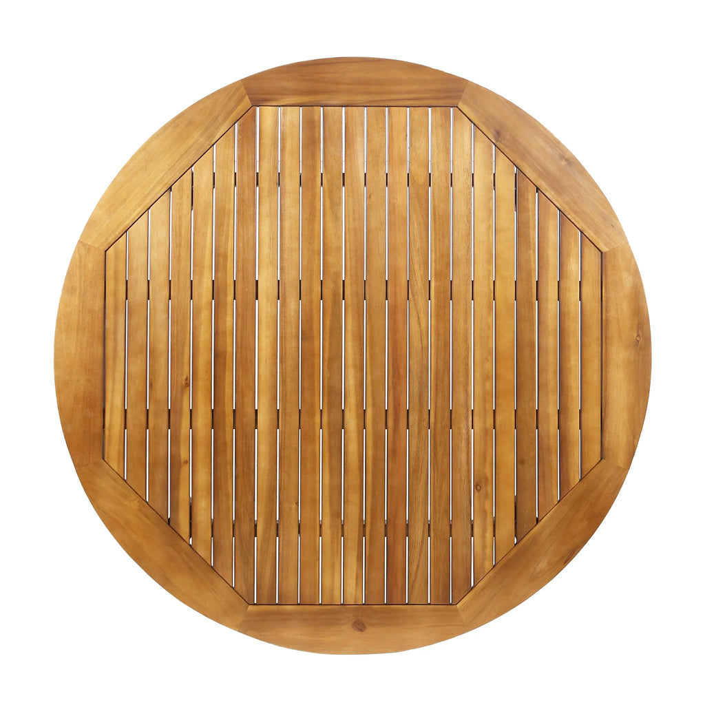 4 Seater Acacia Wood Circular Dining Set B411653