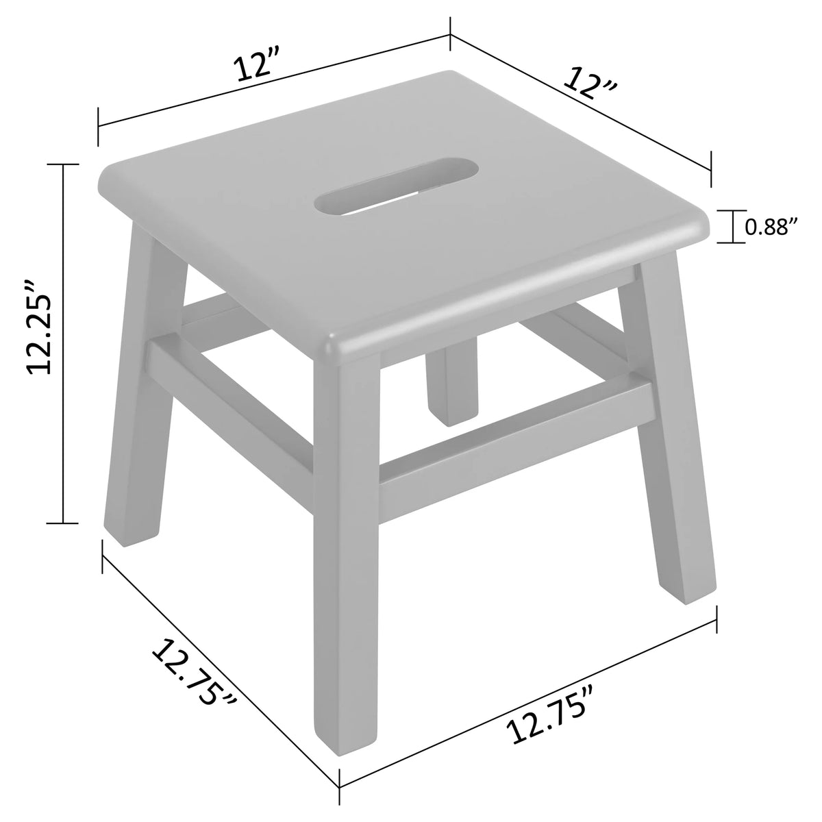 Solid Hardwood Wooden Step Stool, 12.25 Inches Height, Natural S129190