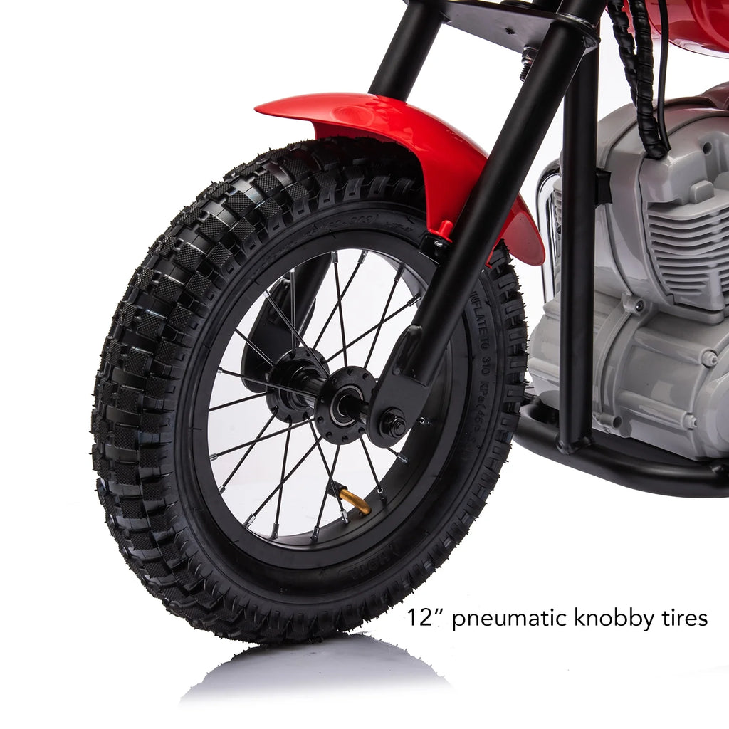 24V Electric Dirt Bike for Kids, Ride on Motorcycle with Twist Grip Throttle, Dual Brakes, Up to 10 MPH, Red H152649