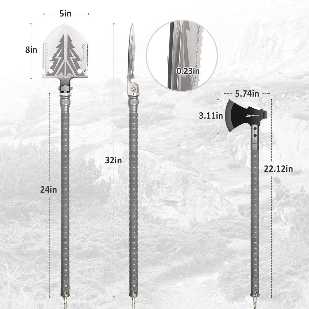 Camping Shovel and Axe Survival Multitool B5453