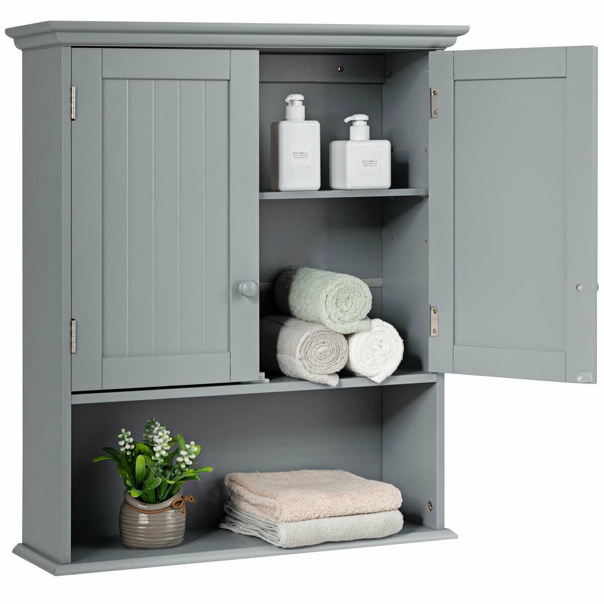 Gray Wall Mount Bathroom Storage Cabinet F24084