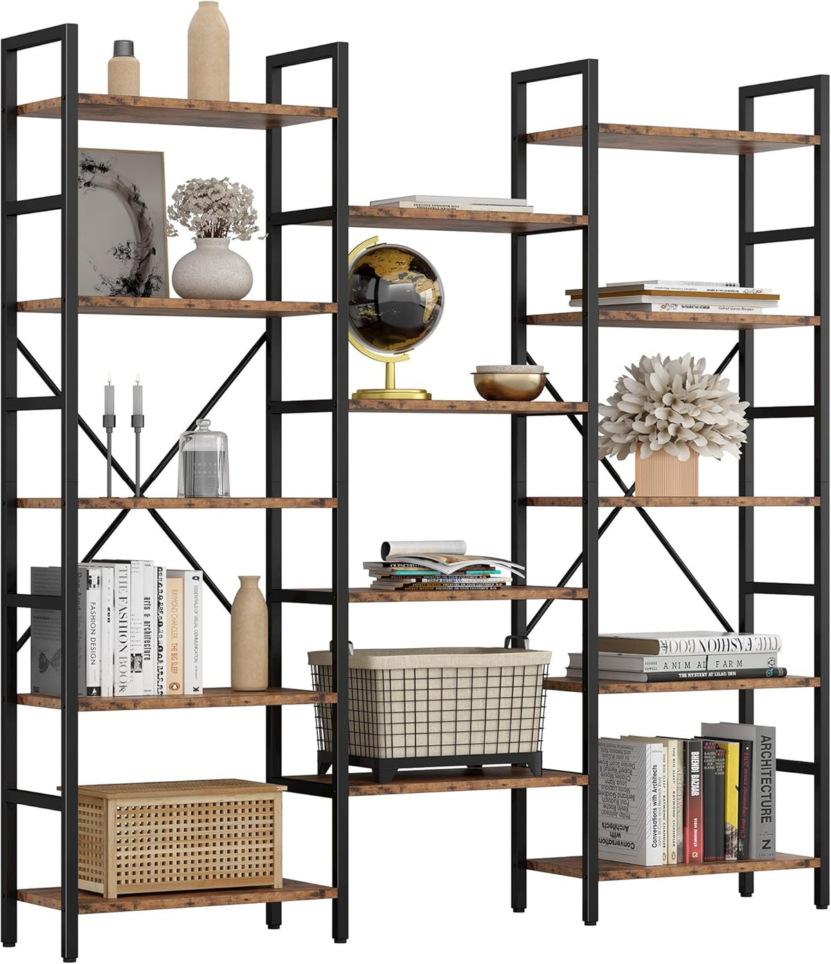 6 Tiers Industrial Bookshelf with Metal Frame T209