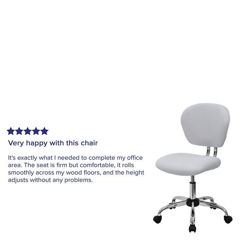White Mesh Padded Swivel Task Office Chair with Chrome Base V56467