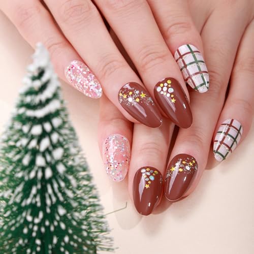 7 Holiday Nail Art Stickers, Mixed Season Nail Decals Set A85904