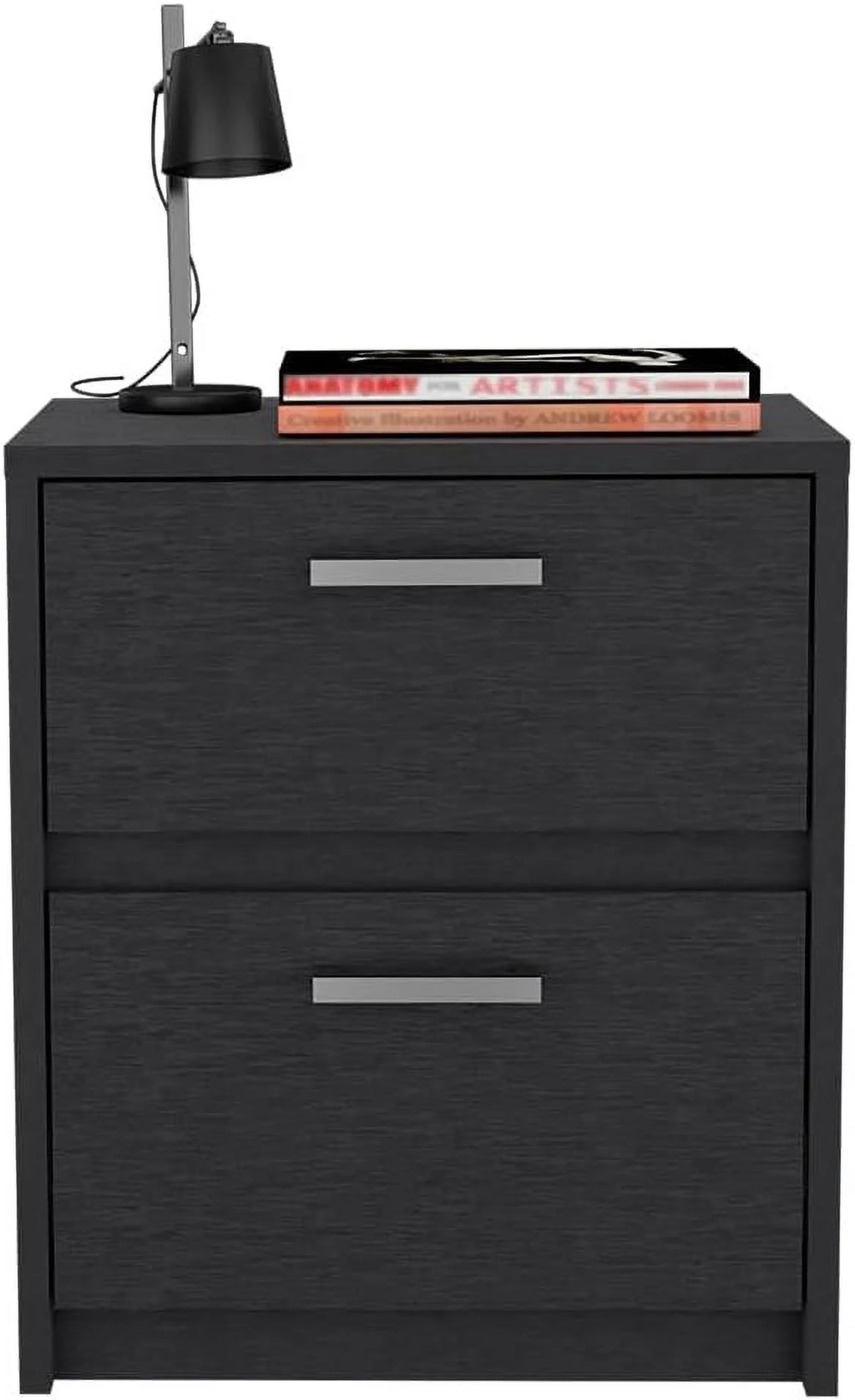 Black Two Drawers Nightstand W383061