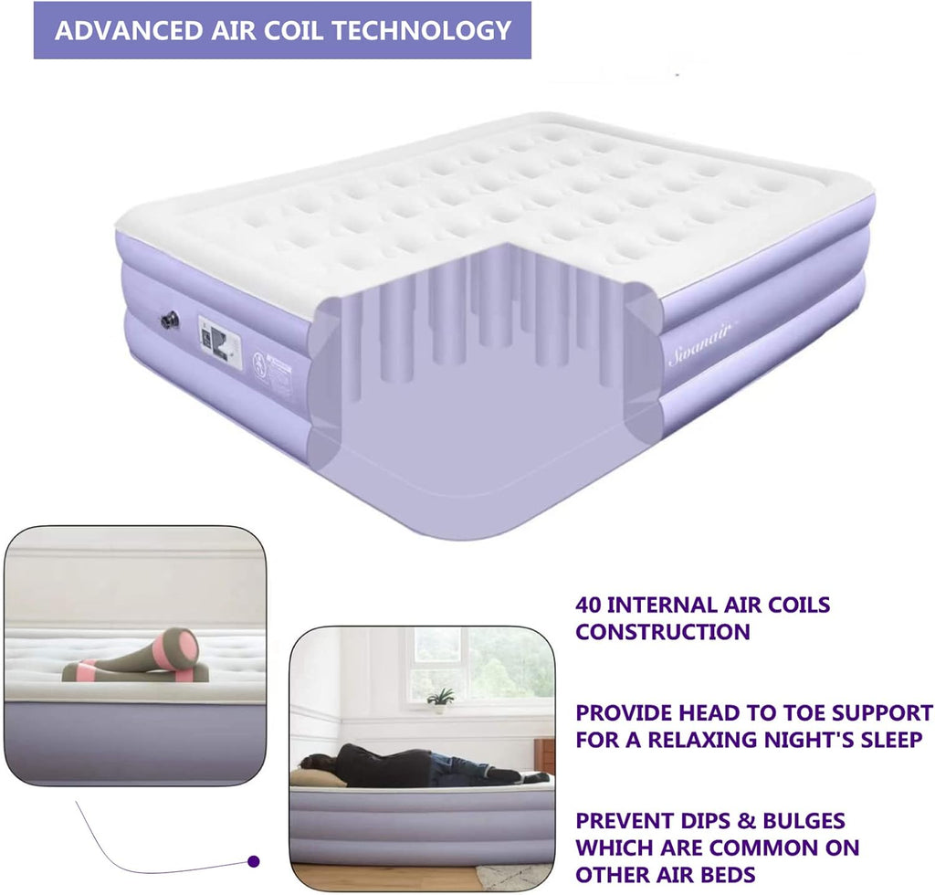 Queen Air Mattress with Built in Pump 18'' Double High Inflatable Bed C2686