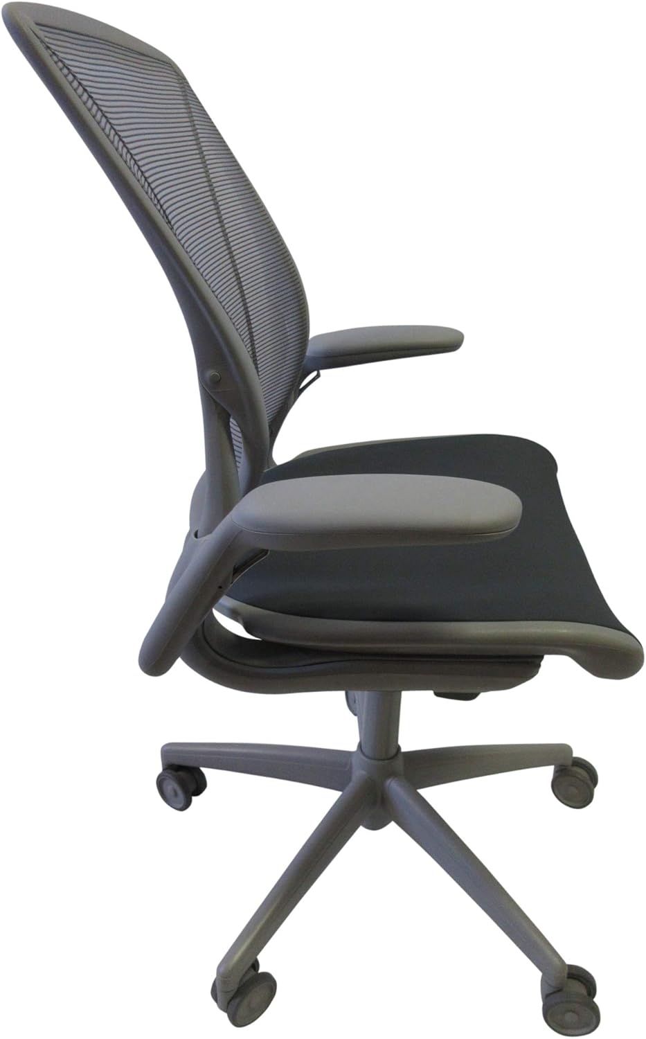 Gray Pinstripe Mesh Task Chair with Grey Frame and Standard Foam Seat J946