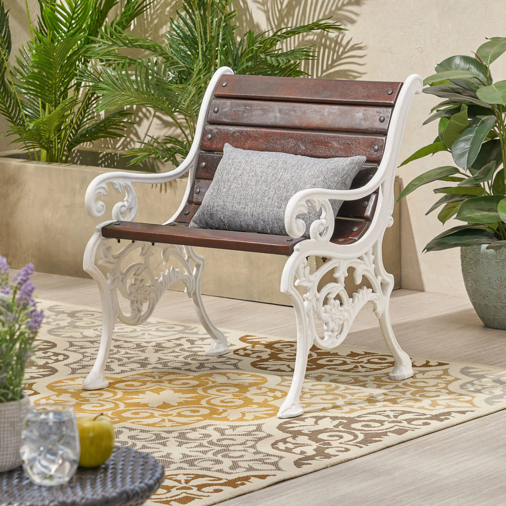 Handmade Mango Wood and Cast Iron Accent Chair M51616