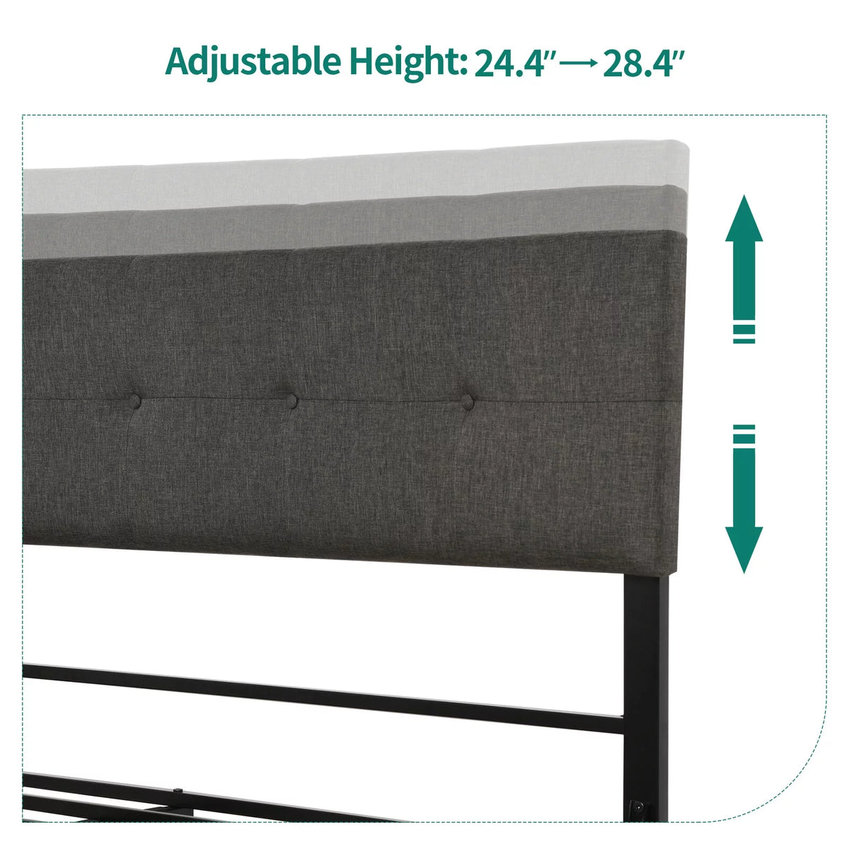 Queen Upholstered Platform Bed Frame with Adjustable Headboard S1594