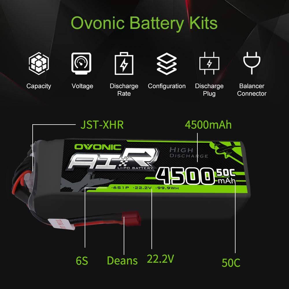 6s 22.2V 4500mAh 50C Lipo Battery with Deans Plug K43317